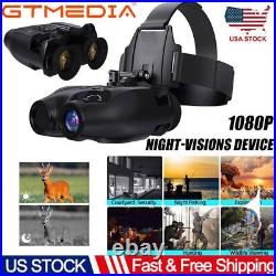 FHD Night Vision Goggles Binoculars Digital IR Head Mounted Hunting Rechargeable