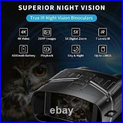 Fvtga Night Vision Goggles 4K Night Vision Binoculars for Adults 3'' Large