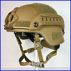 Gentex Military Advanced Combat Helmet ACH MICH Ballistic Rails NVG Coyote Brown