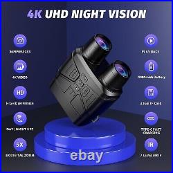 HEXEUM 4K Night Vision Binoculars for Adults, 3'' HD Screen with 32GB Card, Black