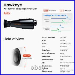 Handheld Hunting Thermal Monocular Night Vision AI384x288 12um 15mm 50Hz WiFi 8X