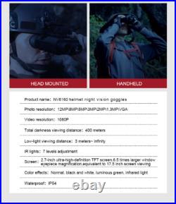 Head Mount Night Vision Goggles Binoculars Digital IR FHD 400m/1312ft, 100% Dark