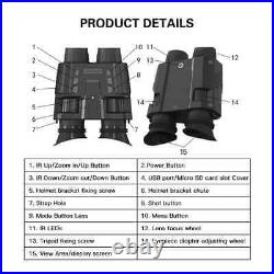 Head Mounted Night Vision Goggles Binoculars Digital HD IR Hunting Rechargeable