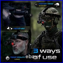 Head-Mounted Night Vision Monocular Goggles with Elastic Head Strap, Default 7X