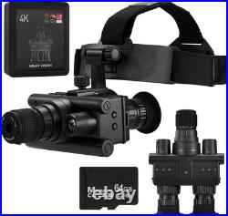 Helmet Mounted 4K Night Vision Goggles with 8X Zoom & Manual Focus -HD Infrar