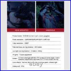 Hunting Infrared Night Vision Binocular 1080P Head Mount Goggles 8x Digital Zoom