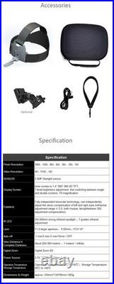 Hunting Night Vision Goggles Head Mounted Binoculars 8X Zoom Infrared 850nm CAM