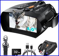 Infrared Night Vision Binoculars 4K UHD IR NV Goggles 10X Zoom 4 in Screen
