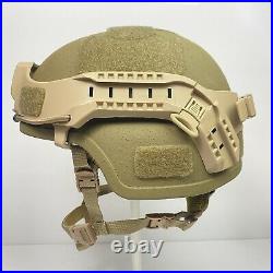 Large Gentex Enhanced Combat Helmet ECH USMC Coyote Brown Tan NVG Mount Rails
