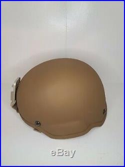 MSA TC-2002 ACH MID CUT Ballistic Helmet Size Medium Tan Ops-Core NVG/RHINO ACH