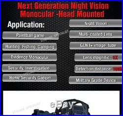 Master Night Vision Goggles Head Mount Kit Monoculars Security IR Tracker Gen