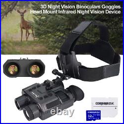 NV8000 Night Vision Goggles Binoculars Digital IR Head Mounted Hunting with 32GB