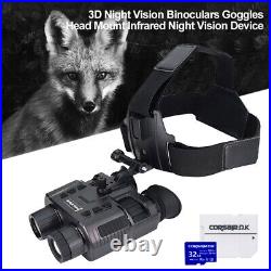 NV8000 Night Vision Goggles Binoculars Digital IR Head Mounted Hunting with 32GB