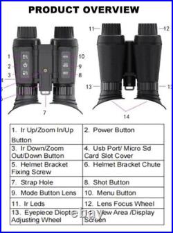 NV8300 1080P Digital Night Vision Goggle Binocular Zoom 32GB IR 850nm NVG Helmet