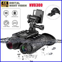 NV8300 Infrared Night Vision Binoculars 4K 3D Head Mounted Goggles 8X Zoom 300M