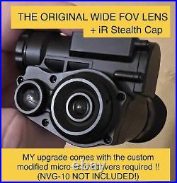 NVG-10 2xCOMBO Wide 72° (vs oem 25°) FOV lens + 100% invisible iR flip cap