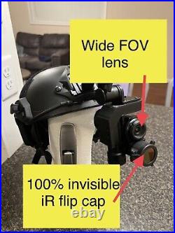 NVG-30 2xCOMBO Wide 72° (vs oem 25°) FOV lens + 100% invisible iR flip cap