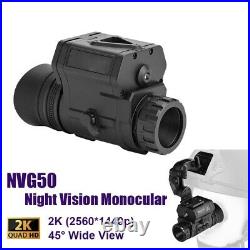 NVG50 Night Vision Monocular Goggles 2K 45° Wide View WiFi Infrared 940nm IPX7