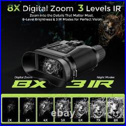 Night Vision Goggles 3'' HD Screen, 8X Zoom, 5000mAh Battery, 1968FT Range