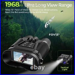 Night Vision Goggles 3'' HD Screen, 8X Zoom, 5000mAh Battery, 1968FT Range