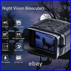 Night Vision Goggles 4K HD Binoculars Infrared Night Vision with 8X Digit