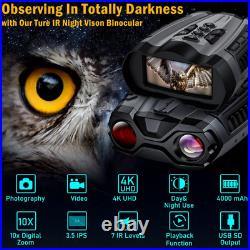 Night Vision Goggles, 4K Infrared Digital Binoculars, 4000mAH Night-Vision 10X Dig