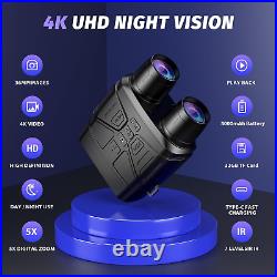 Night Vision Goggles 4K Night Vision Binoculars with 5000Mah Rechargeable Batt