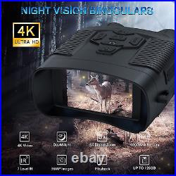 Night Vision Goggles, 4K Rechargeable Night Vision Binoculars for Adults, 3''
