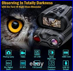 Night Vision Goggles 4k Infrared Digital Binoculars4000mah Rechargeable Black