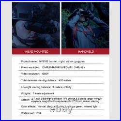Night Vision Goggles 850nm IR 8X Digital Zoom Binoculars Helmet Mount Telescope