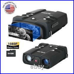 Night Vision Goggles Binoculars 1080P 3.6-10.8X 4 LCD Infrared NVG With 64G Card