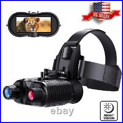 Night Vision Goggles Binoculars Digital IR Head Mounted Hunting Rechargeable+32G