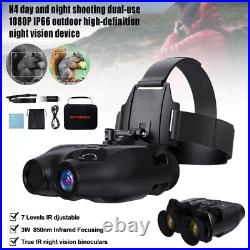 Night Vision Goggles Binoculars Digital IR Head Mounted Hunting Rechargeable NEW