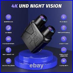 Night Vision Goggles Digital IR 4K NVG Binoculars HD Portable Rechargeable