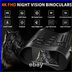 Night Vision Goggles Digital Infrared Binoculars 4K Hunting 7Level, 3.2'' HD Scr