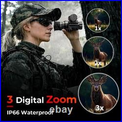 Night Vision Goggles Helmet-Mounted Monocular 1080P HD NVG with 3X Zoom & A