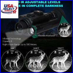 Night Vision Goggles Helmet Mounted Monocular 1080P HD Recording 5X Zoom