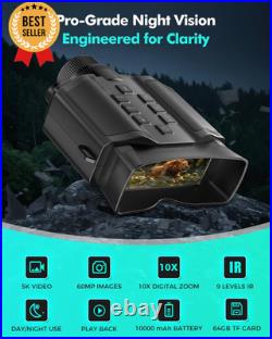 Night Vision Goggles for Adults 10000mAh Battery 64GB Card HD Screen for Hunting