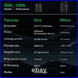 Night Vision Goggles for Adults, 4K Infrared Night Vision Binoculars with Rechar