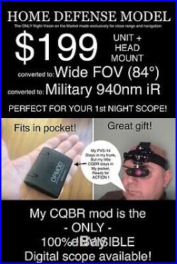 Night Vision Modd With Wide FOV & military iR + Hands Free. Goggle Monocular