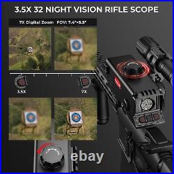 Night Vision Rifle Scope Red Dot Optical Sight Infrared 7XZoom Hunting Telescope