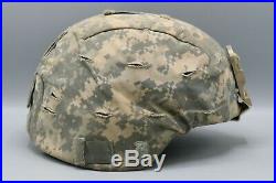 Original US Army 4th ID Advanced Combat Helmet with ACU Cover, NVG & TBI Sensor