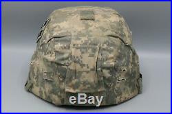 Original US Army 4th ID Advanced Combat Helmet with ACU Cover, NVG & TBI Sensor