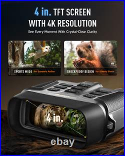 PINTY REAL 4K Night Vision Goggles UHD Digital Vision Scope with5x 5000mAh Battery