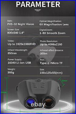 PVS-32 Night Vision Helmet Mountable Binoculars / Goggles 6x Optical 8x Digital