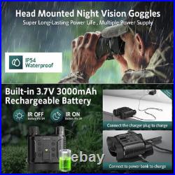 Rechargeable Head Mounted Night Vision Goggles Digital IR FHD Hunting Binoculars