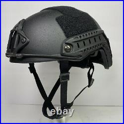 SAW-FAST L/XL Black High-cut Combat Ballistic Helmet Dial NVG 3 hole NIJ IIIA