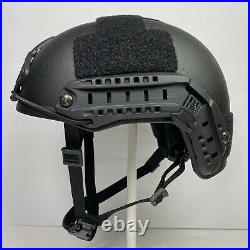 SAW-FAST L/XL Black High-cut Combat Ballistic Helmet Dial NVG 3 hole NIJ IIIA