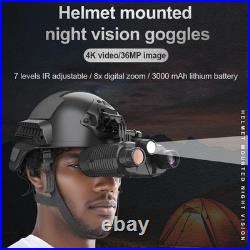 Tactical 4K Helmet Night Vision 36MP Head Mounted Hunting Infrared NVG Goggles
