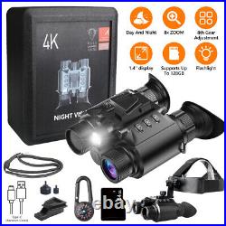 Tactical NVG Head Mounted IR Night Vision Goggles Binocular 4K 8x Digital Zoom